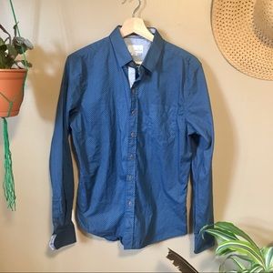 Craft + Flow Blue Polka Dot Button Up